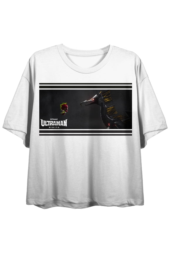 Ultraman Rising Emi With Wings Women's White Crew Neck Short Sleeve Crop Top - Large