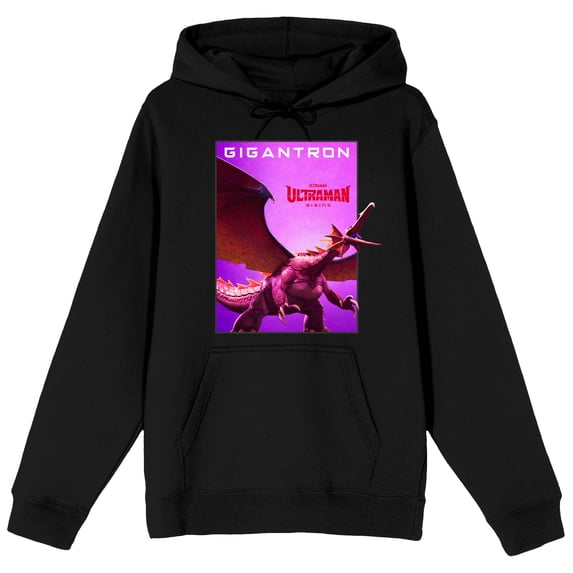 Ultraman Rising Gigatron Long Sleeve Adult Black Hooded Sweatshirt-XXL