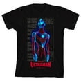thumbnail image 1 of Ultraman Rising Glowing Ultraman Crew Neck Short Sleeve Boy's Black T-shirt-XS, 1 of 3