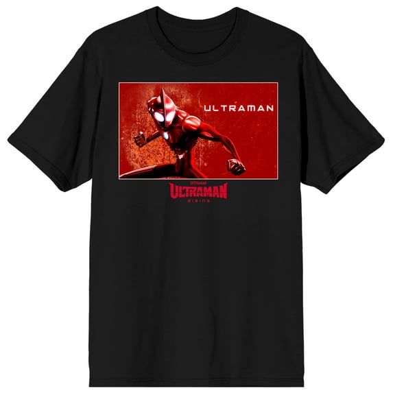 Ultraman Rising Ken Sato Hero Pose Crew Neck Short Sleeve Men's Black T-shirt-Medium