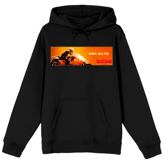 Ultraman Rising Ken Sato Motorcycle Ride Long Sleeve Adult Black Hooded Sweatshirt-XXL