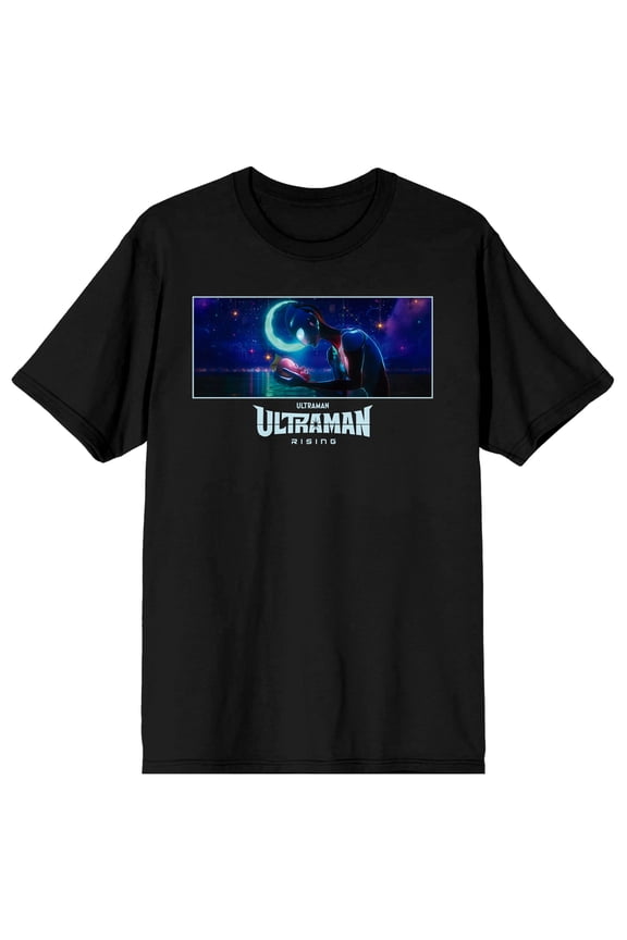 Ultraman Rising Ultraman & Newborn Kaiju Monster Crew Neck Short Sleeve Men's Black T-shirt-Large