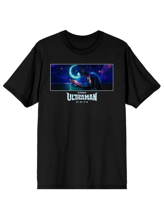 Ultraman Rising Ultraman & Newborn Kaiju Monster Crew Neck Short Sleeve Men's Black T-shirt-Small