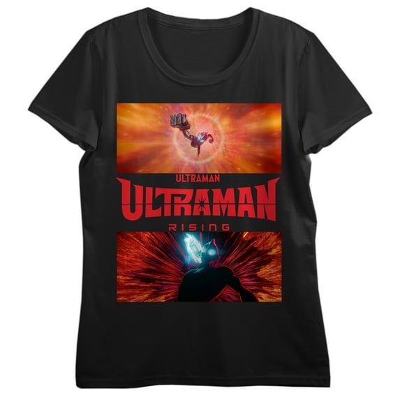 Ultraman Rising Ultraman Preparing For Attack Women's Black Crew Neck Short Sleeve T-shirt-XL