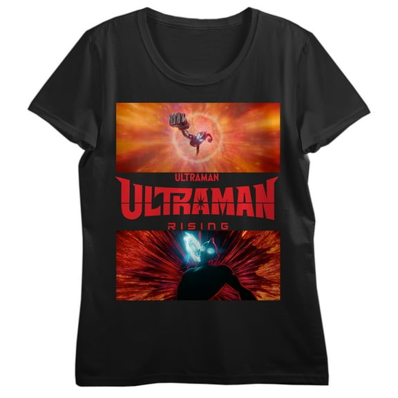 Ultraman Rising Ultraman Preparing For Attack Women's Black Crew Neck Short Sleeve T-shirt-XS