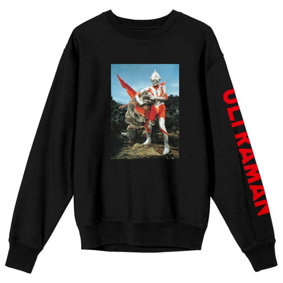 Ultraman Still Art Crew Neck Long Sleeve Black Adult Sweatshirt-Medium