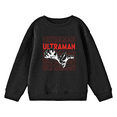 thumbnail image 1 of Ultraman White Line Art On Repeat Text Crew Neck Long Sleeve Youth Black Sweatshirt-Medium, 1 of 3
