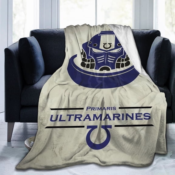 Ultramarine Pride - Ultra-Soft Flannel Blanket with Futuristic Warrior Design, Digital Print, Machine Washable Polyester, Perfect for Couch, Bed, Travel
