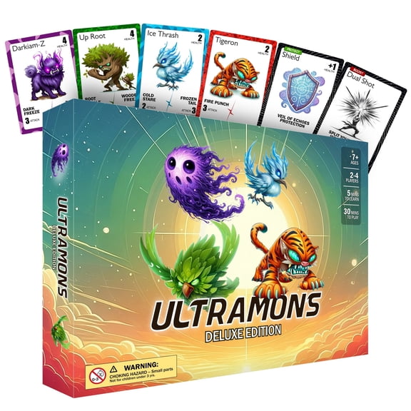 Ultramons Deluxe – Monster Battle Card Game for Adults, Kids & Teens | 2-4 Players | Strategy Card Game for Family Game Night | Birthday Gift for Boys & Girls