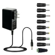 UltraPoE 12V 2A Power Adapter with 9 Tips & 4ft Cord Power Supply AC to DC Transformer for LED Strip Lights, CCTV Camera, Bluetooth Speaker, GPS, Webcam, Router