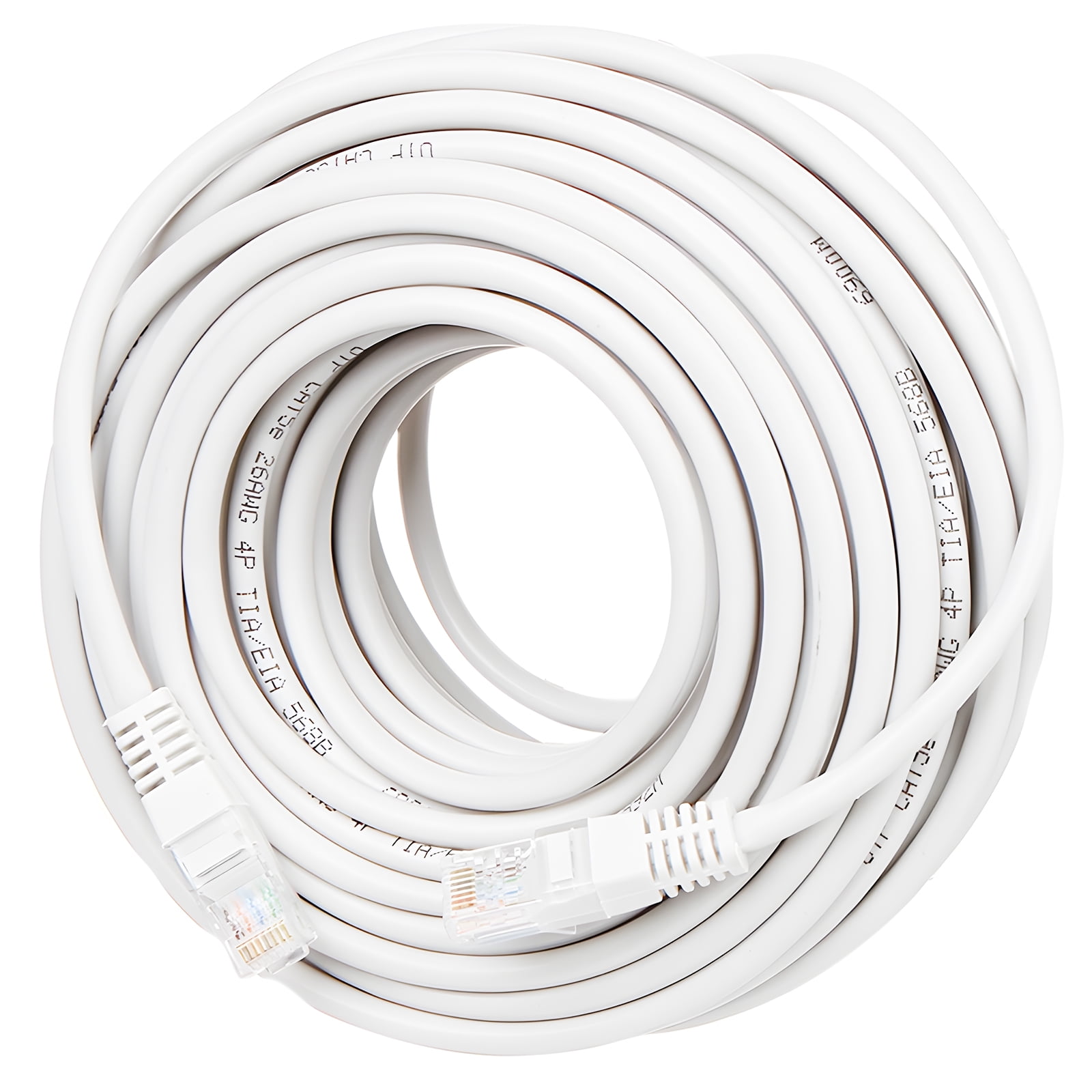 UltraPoE 60FT Cat6 Ethernet Cable 2 Pack RJ45 Network Cord Internet UTP LAN Cable White