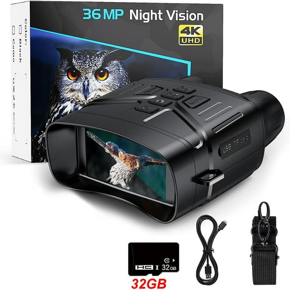 Ultras HD 4K Night Vision 36MP Night Infrared Detection Screen Binoculars Outdoor Night Vision Send 32GB Memory Card Gifts For Womem/Men s Of The Day
