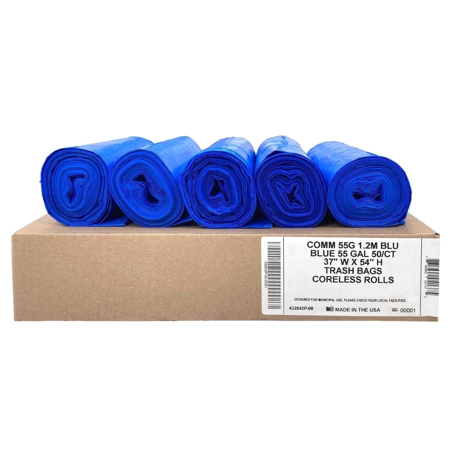 Ultrasac, Heavy Duty Trash Bags, 55 Gallon, 37x54 Inch Blue 50 Pack ...