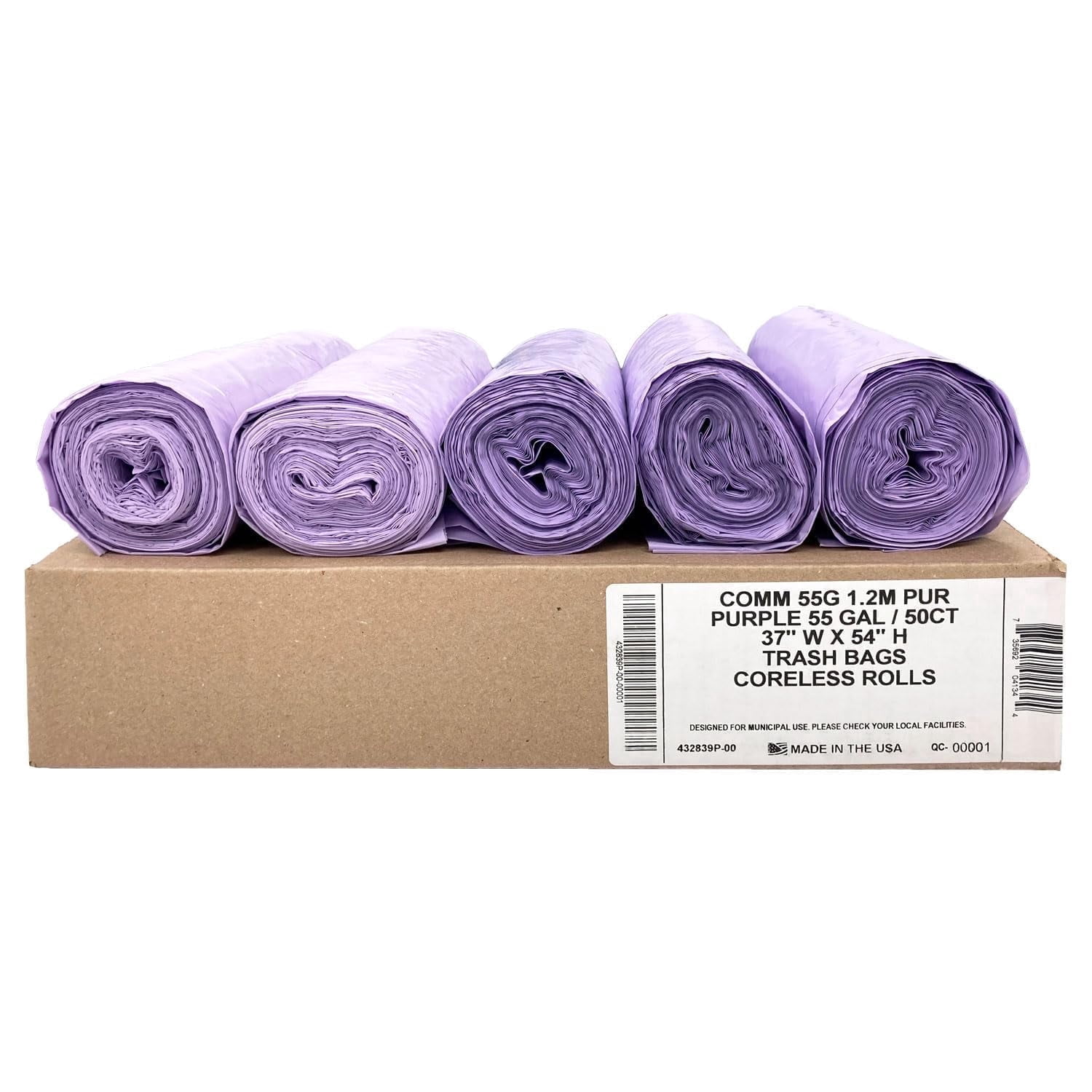 Ultrasac Heavy Duty 55 Gallon Purple Trash Bags - (Value 50 Pack) - 1.5 ...