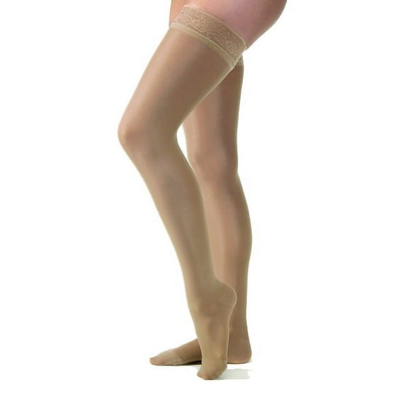Ultrasheer 20-30 mmHg Med Suntan Thigh High Silicone Lace Strip