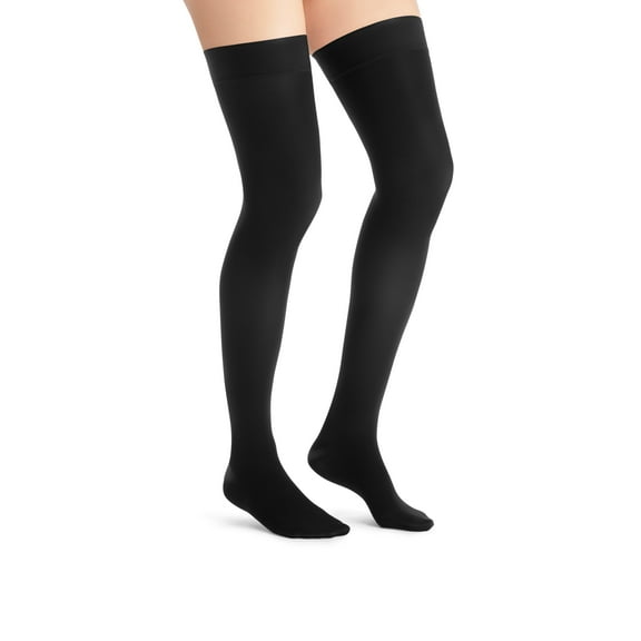 Ultrasheer 30-40 mmHg Small Black Thigh High Silicone Dot Band