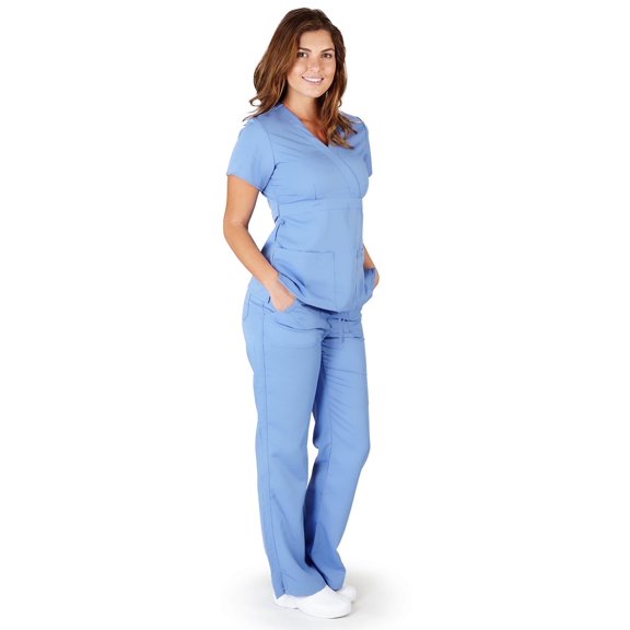 Ultrasoft Scrubs Womens Premium Junior Fit Adult Female Scrub Sets Ceil Blue 2XL