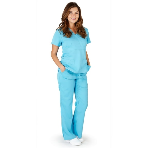 Ultrasoft Scrubs Womens Premium Junior Fit Adult Female Scrub Sets Water Blue 2XL