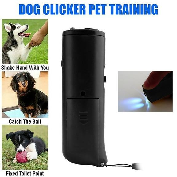 Ultrasonic Aggressive Dog Pet Repeller Trainer Aid Stop Banish LED Flashlight-Black