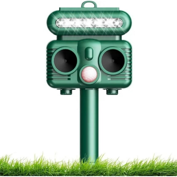 Ultrasonic Animal Repellent, Solar Animal Repeller Outdoor with Motion Sensor Flashing Light, Waterproof Cat Fox Squirrel Skunk Dog Rabbit Moles Deterrent for Garden Lawn Yard Patio