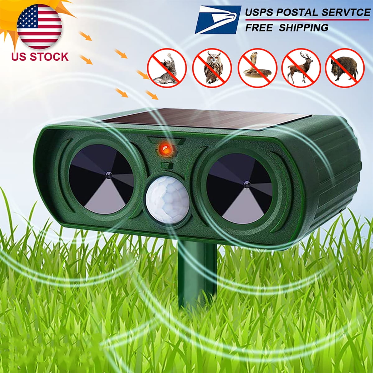 Ultrasonic Animal Repellent Solar Animal Deterrent Outdoor Waterproof