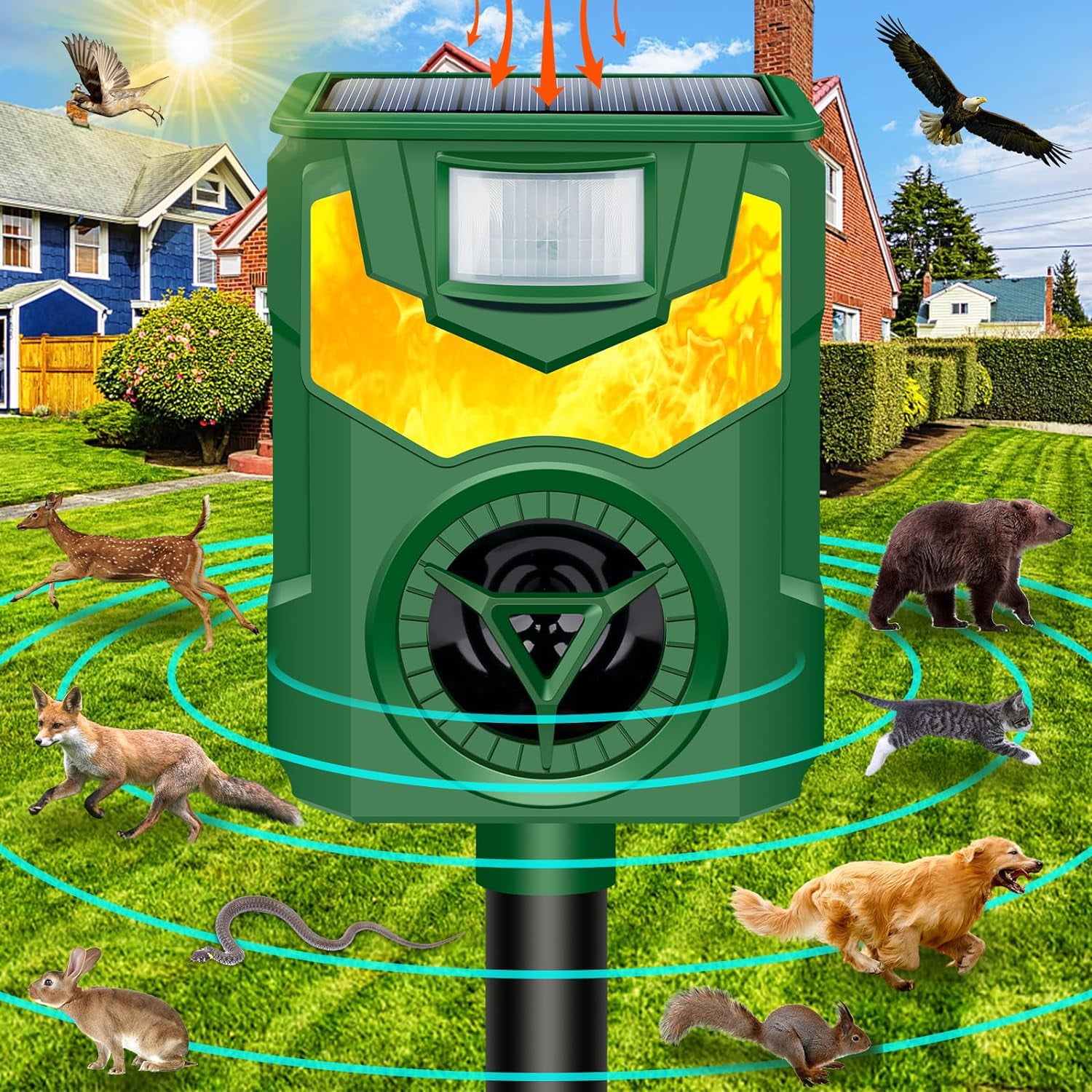 Ultrasonic Animal Repeller,2024 Newest Cat Deterrent Outdoor,Solar