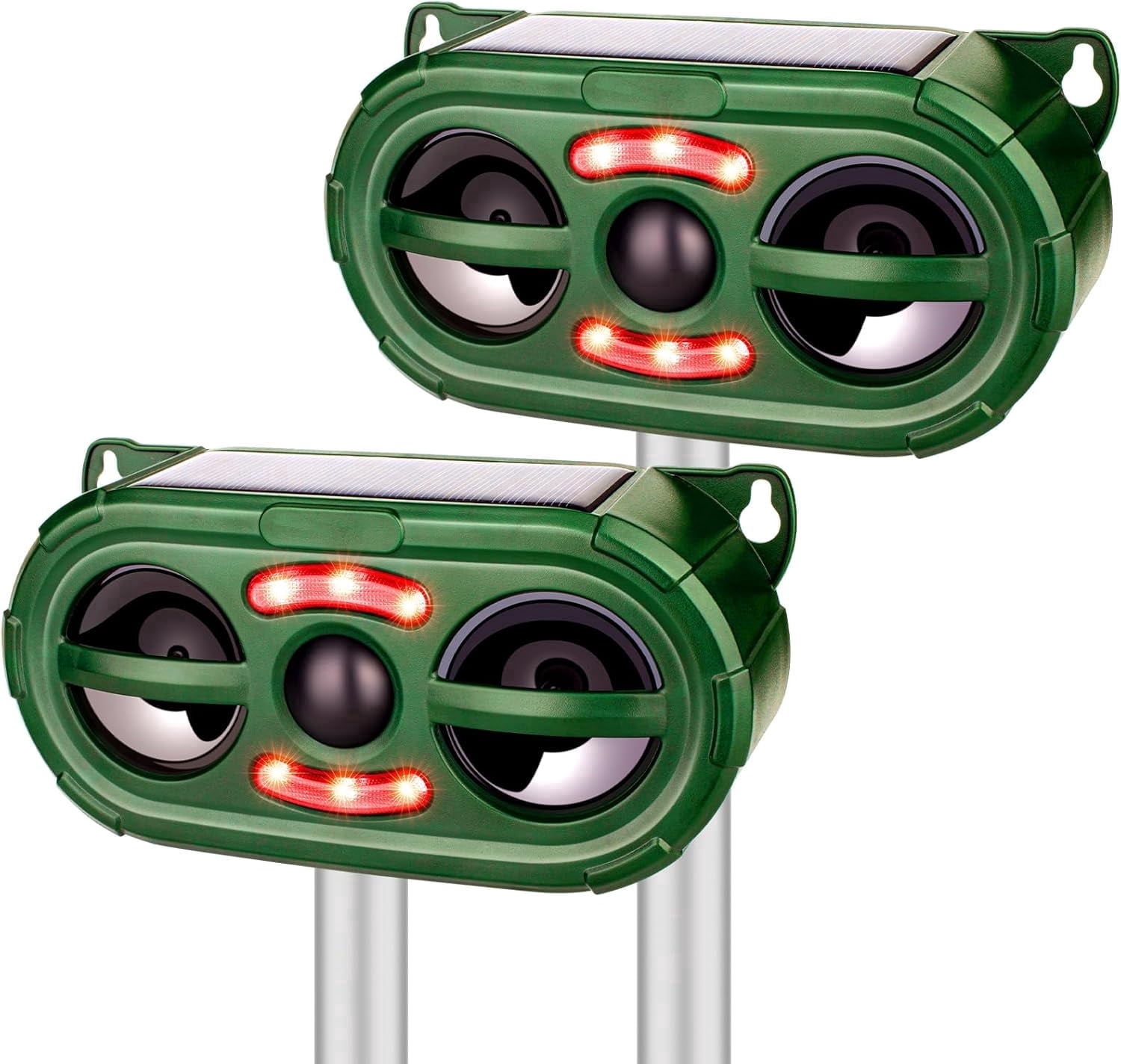 Ultrasonic Animal Repeller,Solar Pest Animal Repellent Outdoor,Squirrel Repellent,Animal Deter Devices Outdoor,Cat Repeller with Motion Sensor & Flashing Light (2 Pcs)