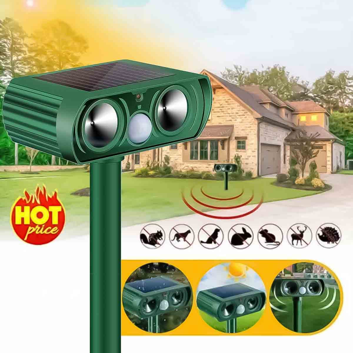 Ultrasonic Animal Repeller Solar Powered Animal Repellent Outdoor