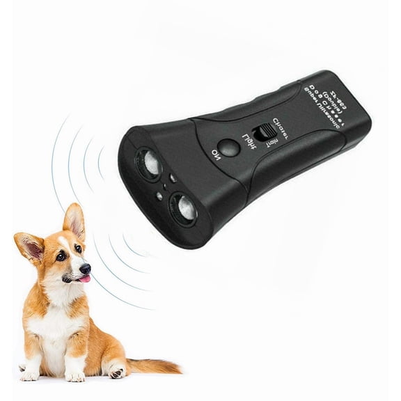 Ultrasonic Anti-Bark Dog Training Equipment and Barking Control Device with Led Light and Wrist Strap, Electronic Clicker Trainer for Walking, Jogging, and Aggressive Behavior, Handheld and Portable
