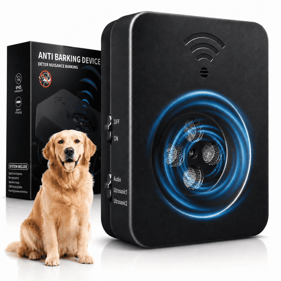 Ultrasonic Anti-Barking Device for Dogs, USB Rechargeable Automatic Bark Deterrent with 50 ft Detection Range, 3 Training Modes for Indoor and Outdoor Use