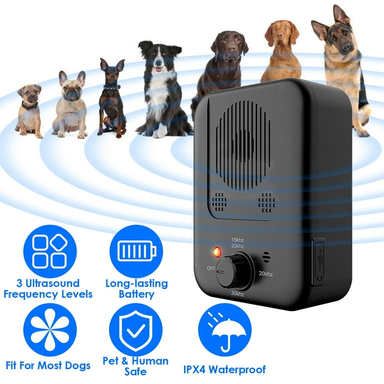 Ultrasonic Anti Barking Device TeqHome Dog Bark Control Devices 26.2ft Range Stop Barking Dog Deterrent Devices Outdoor Indoor 3 Modes Ipx4 Waterproof