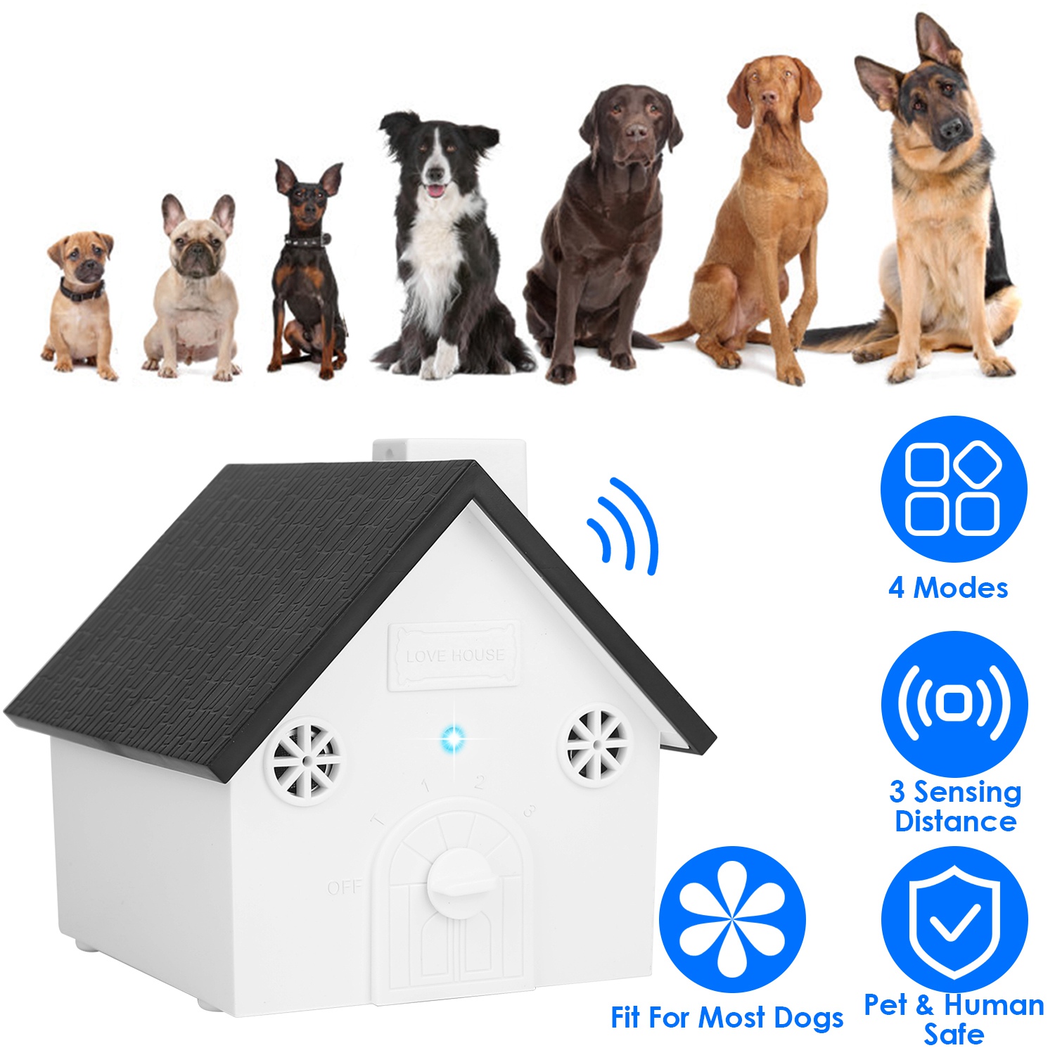 Ultrasonic Antibarking Device 50Feet Sensing Sonic iMounTEK Dog Bark