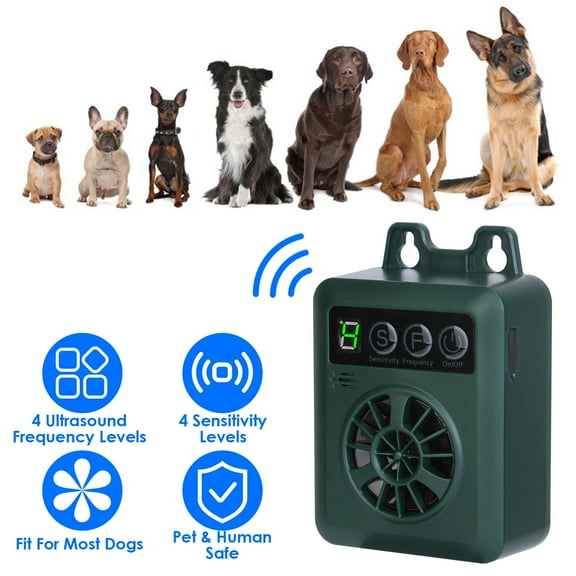Ultrasonic Anti-barking Device TeqHome 49.2Feet Sensing Sonic Bark Deterrent with 4 Adjustable Frequency Levels 4 Sensitivity Levels IP45 waterproof Indoor Outdoor Safe for Dogs & People