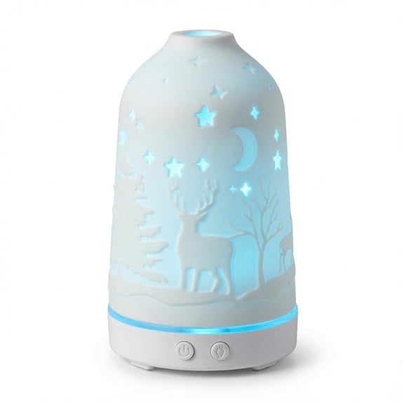 Ultrasonic Aromatherapy Diffuser with 7 Color LED Lights & Timer, 100ml, White