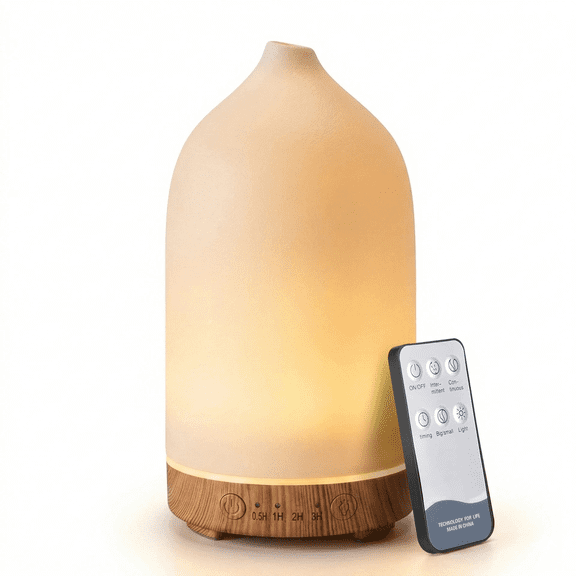 Ultrasonic Aromatherapy Diffuser with Remote Control, Warm Night Light & 4 Timer Settings, Auto Shut-Off Cool Mist Humidifier for Home Office Bedroom