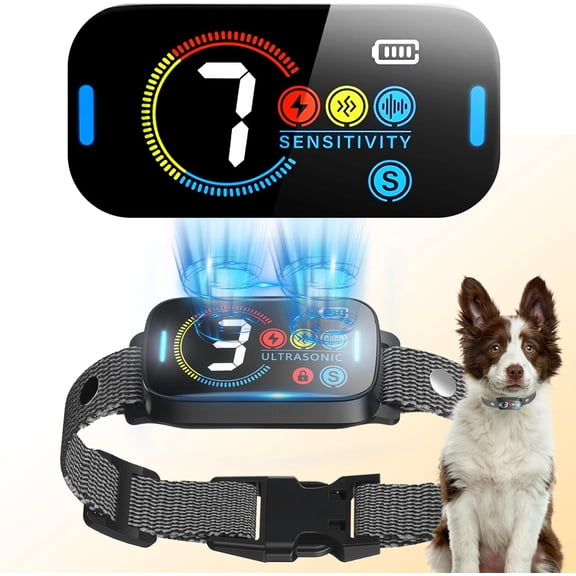 Ultrasonic Bark Collar for Large/Medium Dogs, 2026 AI Rechargeable, 4 Modes, IP67 Waterproof, Black