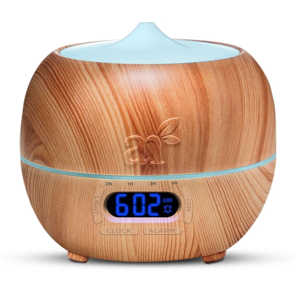 Ultrasonic Bluetooth Essential Oil Diffuser (400mL) 7 Color LED, Clock Purifier