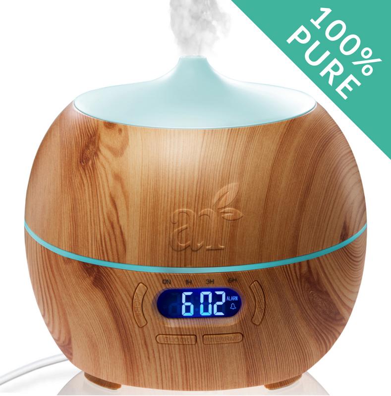 Ultrasonic Bluetooth Essential Oil Diffuser (400mL) 7 Color LED, Clock Purifier - image 1 of 6