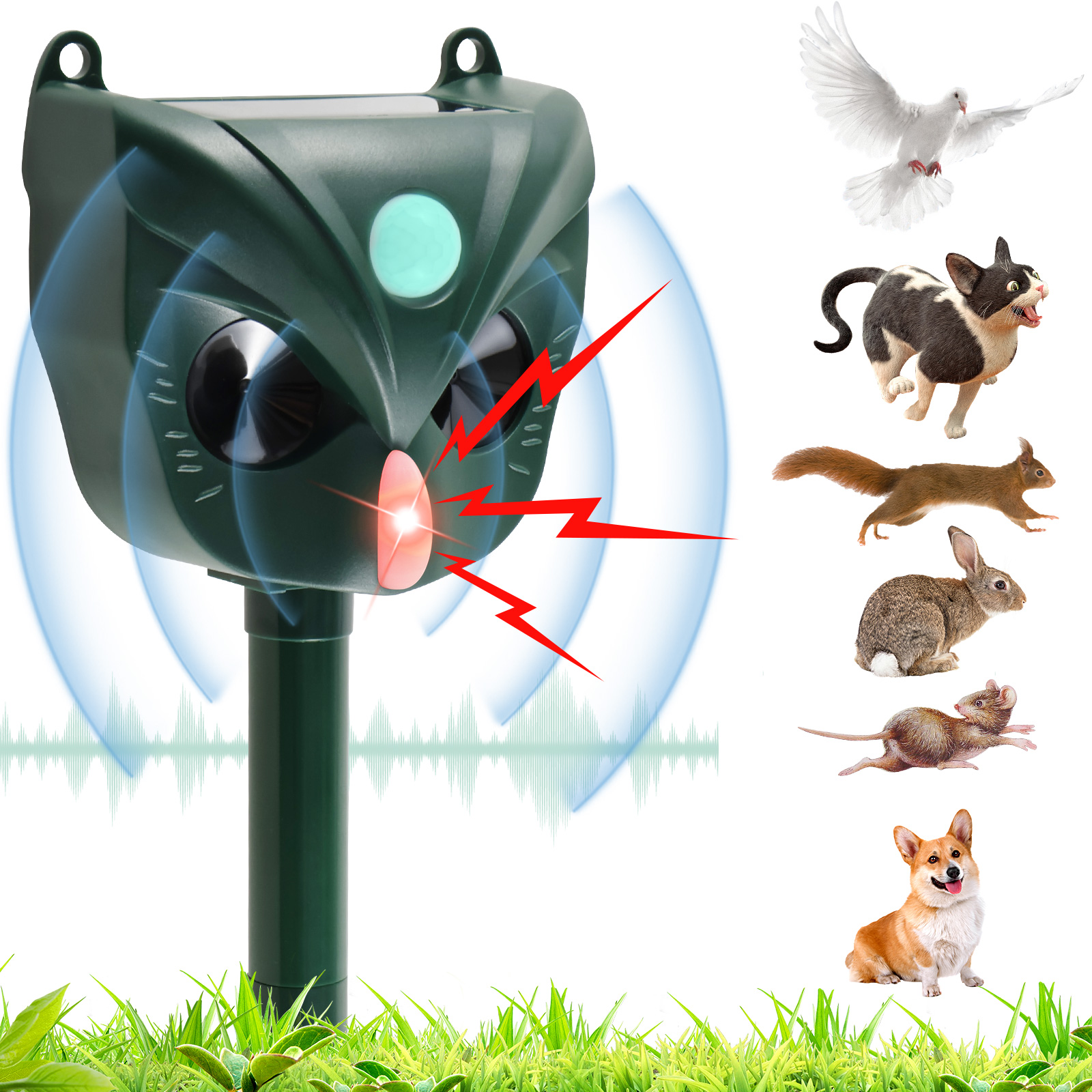 Ultrasonic Cat Deterrents 5 Sensitivity Modes Solar Cat Repellent
