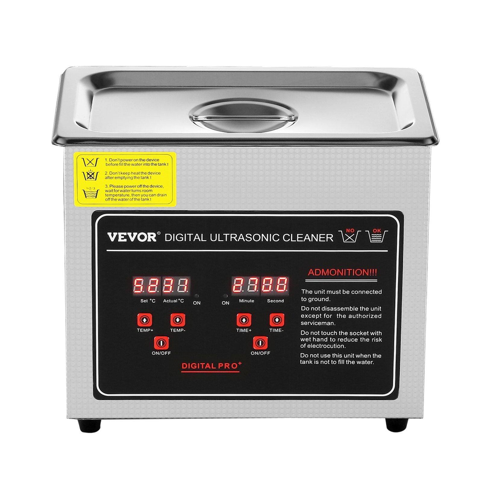 Ultrasonic Cleaner 3L Digital Timer Heater Professional Jewelry Cleaner Stainless Steel Heated Cleaning Machine for Glasses Watch Rings Small Parts Circuit Board