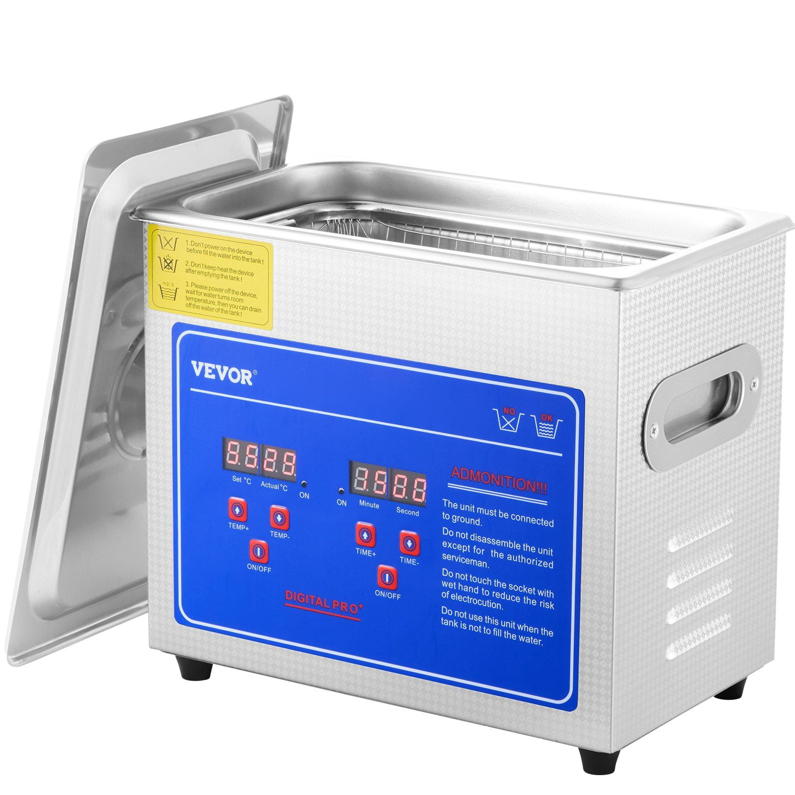 Ultrasonic Cleaner 3L Digital Timer Heater Professional Jewelry Cleaner Stainless Steel Heated Cleaning Machine for Glasses Watch Rings Small Parts Circuit Board