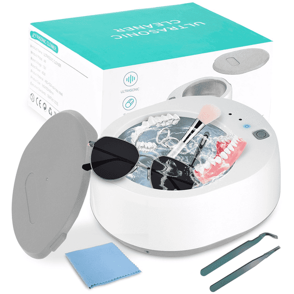 VONGEM Denture Cup,Denture Bath Case,Denture Holder,Ultrasonic Retainer Cleaner Machine,Portable Denture Cleaner Jewelry Cleaner,for Aligner , Mouth Guard, Braces ,Denture and All Dental Appliances