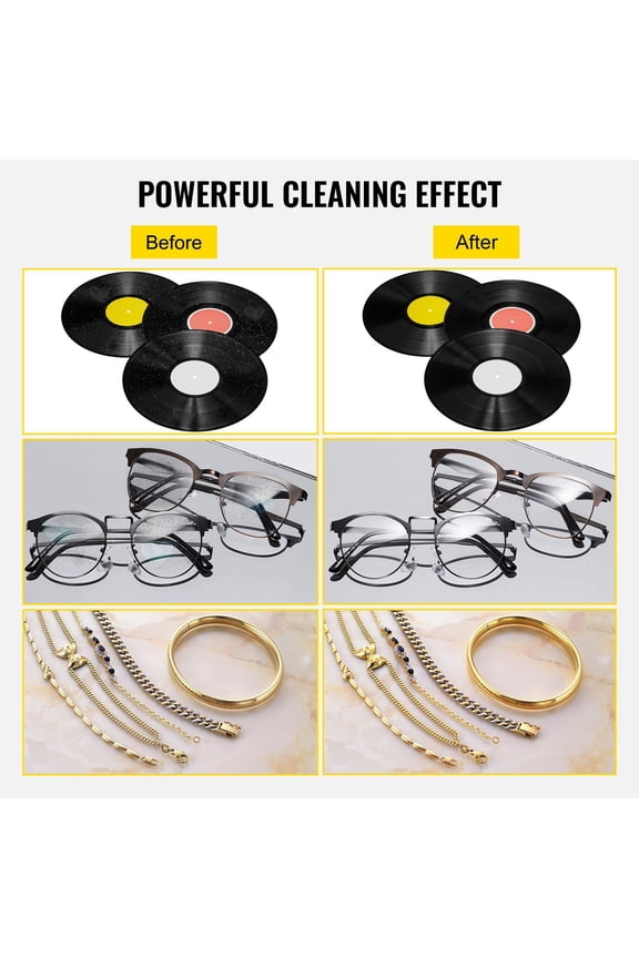 Ultrasonic Cleaner 6L Ultrasonic Vinyl Cleaner 7-12"8 Records Ultrasonic Vinyl Cleaning Machine 180W Ultrasonic Records Cleaner with Drying Rack for Home Store