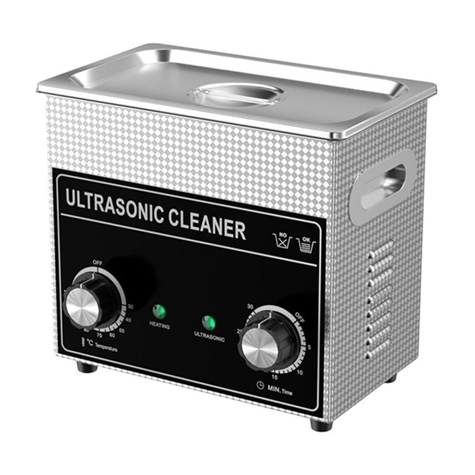 Ultrasonic Cleaner Bath 3.2L Plus 180W 40kHz With 3 Transducers Mechanical Knob Control Heater Timer