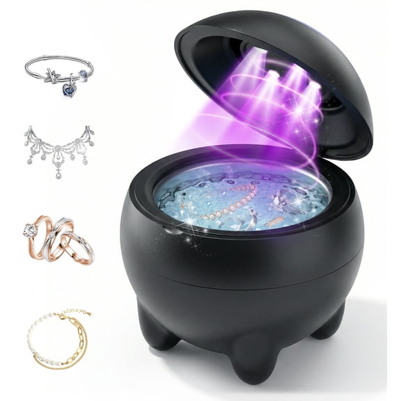 Ultrasonic Retainer Cleaner Machine 45kHz Ultrasonic Dental Cleaner Denture & Jewelry Deep Cleaning for Dental Pod, Mouth Guards ,Rings with Low Noise Portable,Gifts for Her(BLACK)