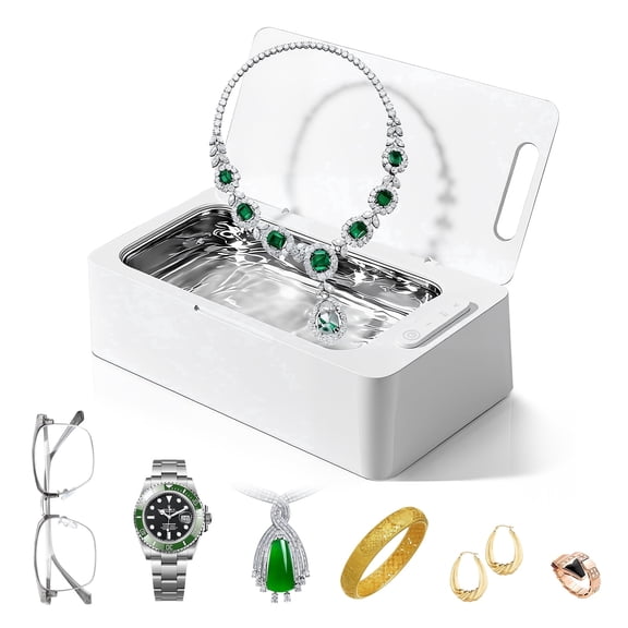 Ultrasonic Jewelry Cleaner Machine Pro for Eyeglass, Sunglasses, Ring, Watch Strap, One-Touch Operation, 3 Timer Modes