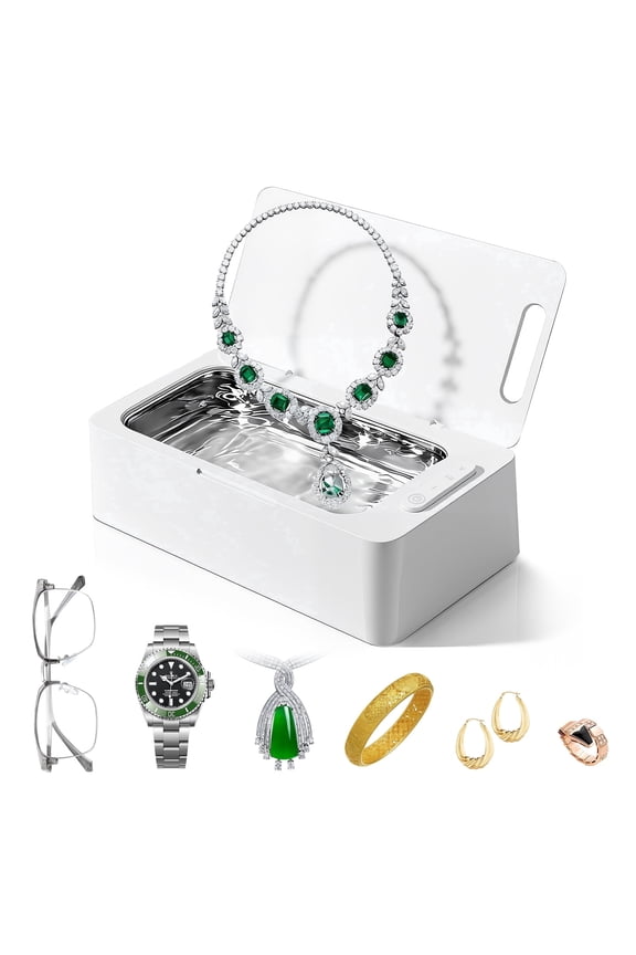 Ultrasonic Jewelry Cleaner Machine Pro for Eyeglass, Sunglasses, Ring, Watch Strap, One-Touch Operation, 3 Timer Modes