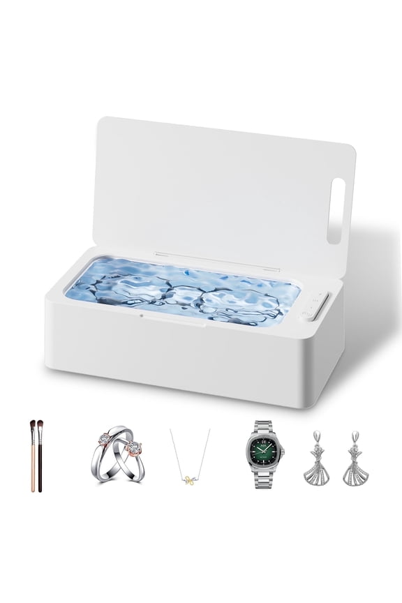 Ultrasonic Jewelry Cleaner Machine for Eyeglass, Sunglasses, Ring, Watch Strap, One-Touch Operation, 3 Timer Modes