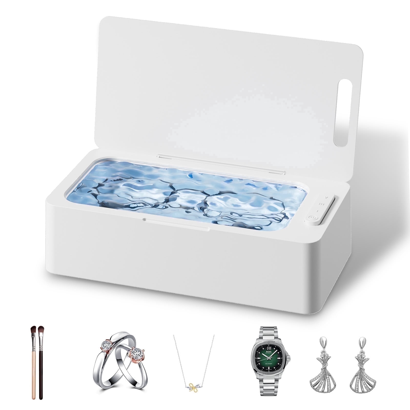 Ultrasonic Jewelry Cleaner Machine for Eyeglass, Sunglasses, Ring, Watch Strap, One-Touch Operation, 3 Timer Modes