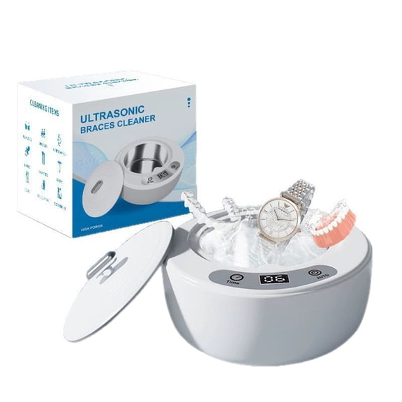 Ultrasonic Cleaner,Professional Sonic Cleaning Kit for Dentures, Retainers, Aligners, Braces Portable Dental and Jewelry Cleaner with Ultrasonic